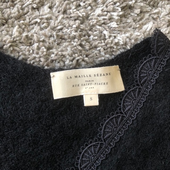 SEZANE Melina Cardigan Noir Sz Small - Picture 4 of 6